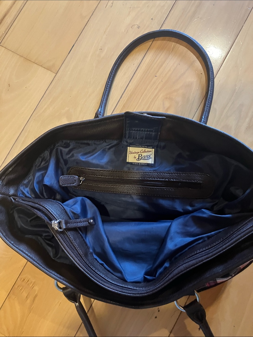 Madras Plaid & Brown Summer Leather Tote Bag - Picture 2 of 6